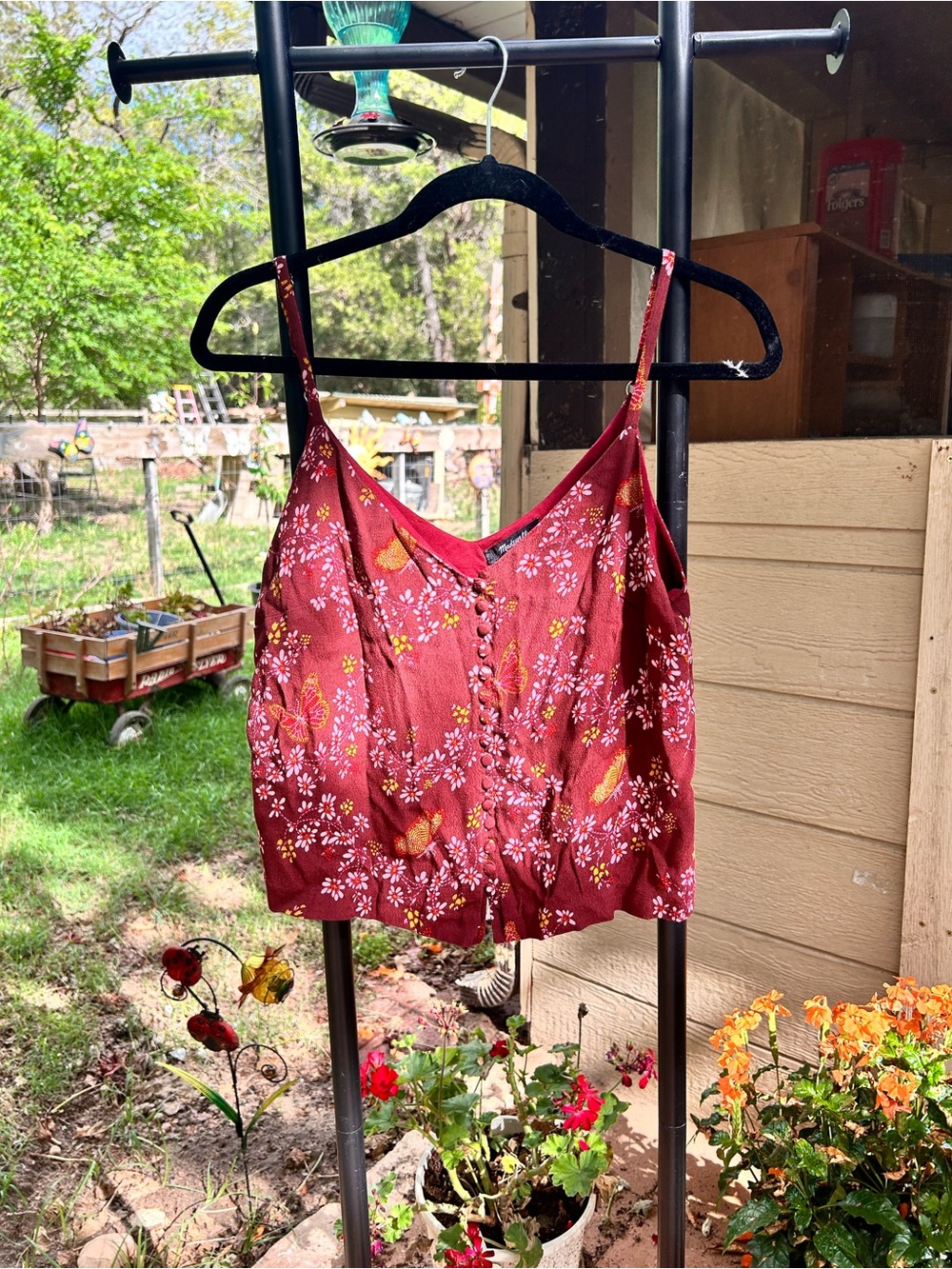 Madewell Butterfly Sanctuary Button Down Cami Tank Top EUC Size 6